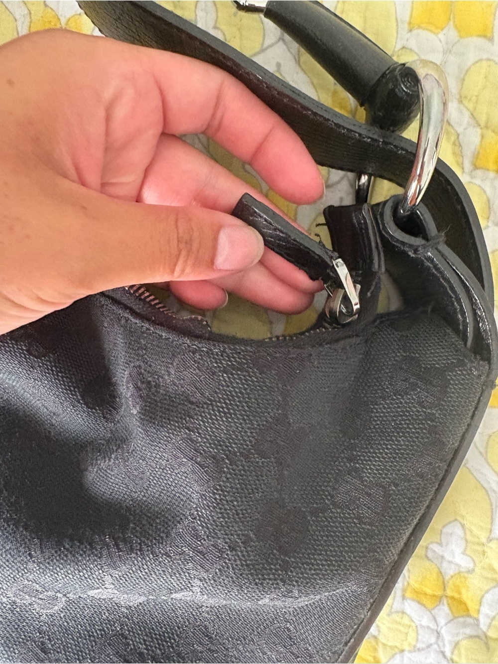 Gucci Black Monogram Canvas GG Horsebit Medium Hobo Bag - Picture 9 of 15